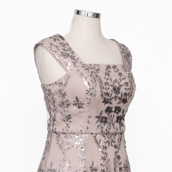 Alex Evenings -  Sequined Embroidered Square-Neck Gown - Picture 9 of 12